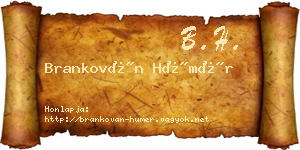 Brankován Hümér névjegykártya